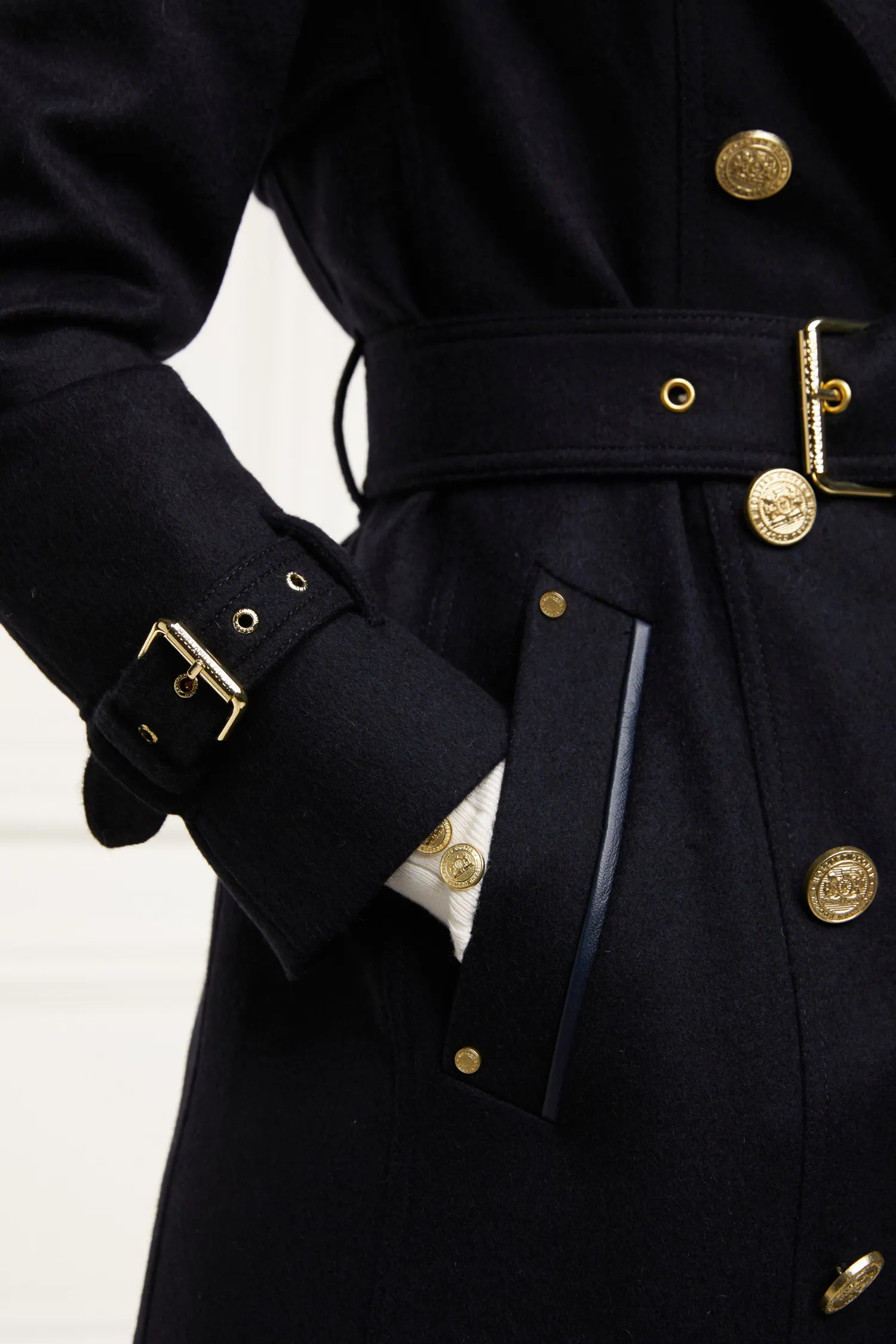 Fashion Full Length Marlborough Trench Coat (Soft Navy) Women Trench Coats|Coats