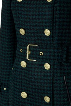 Online Full Length Marlborough Trench Coat (Emerald Houndstooth) Women Trench Coats|Coats