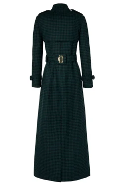Online Full Length Marlborough Trench Coat (Emerald Houndstooth) Women Trench Coats|Coats