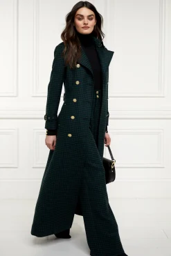 Online Full Length Marlborough Trench Coat (Emerald Houndstooth) Women Trench Coats|Coats