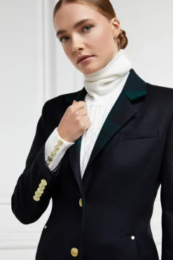 Sale Full Length Regency Coat (Soft Navy Blackwatch) Women Coats|Tailoring