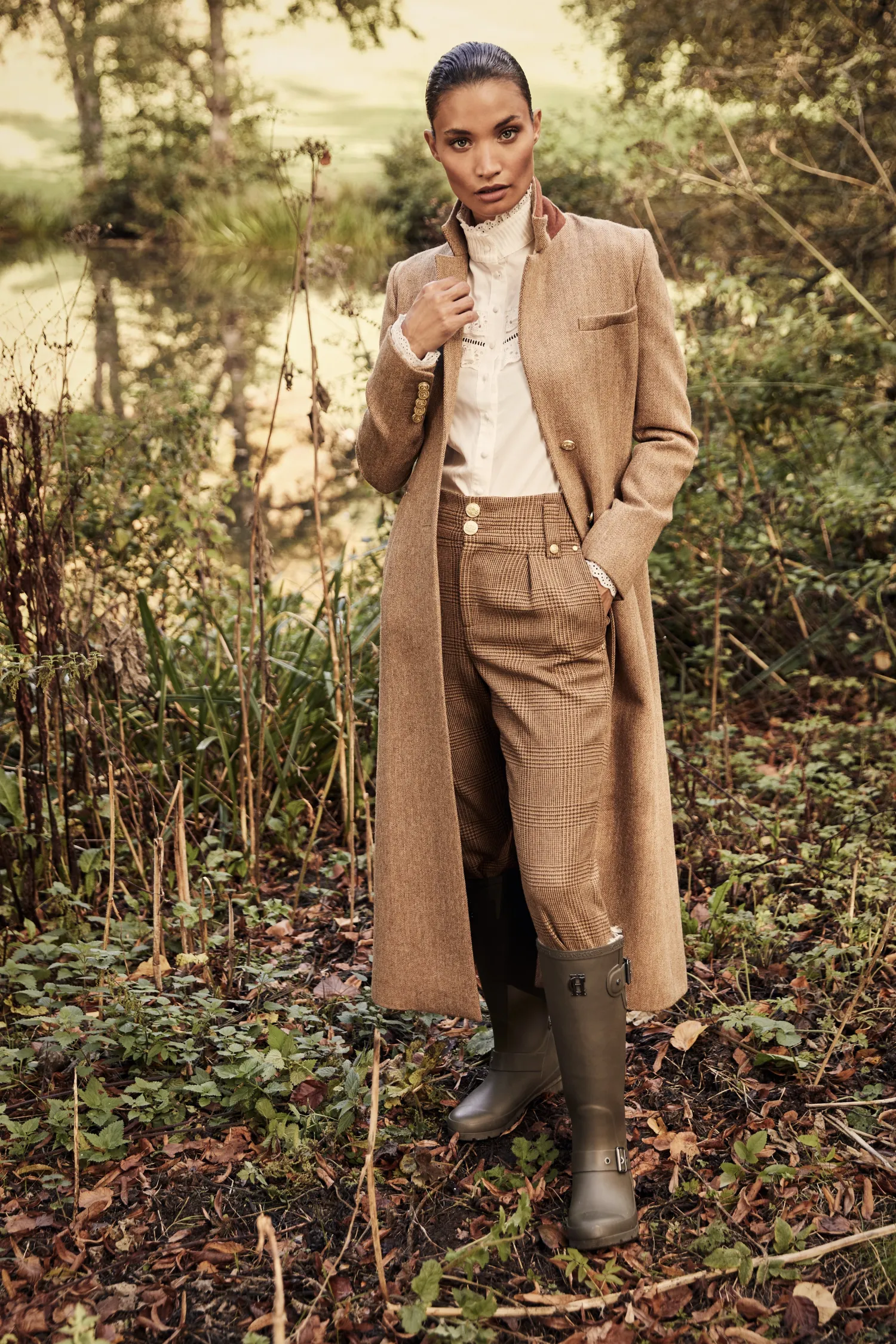 Sale Full Length Regency Coat (Brown Herringbone) Women Coats