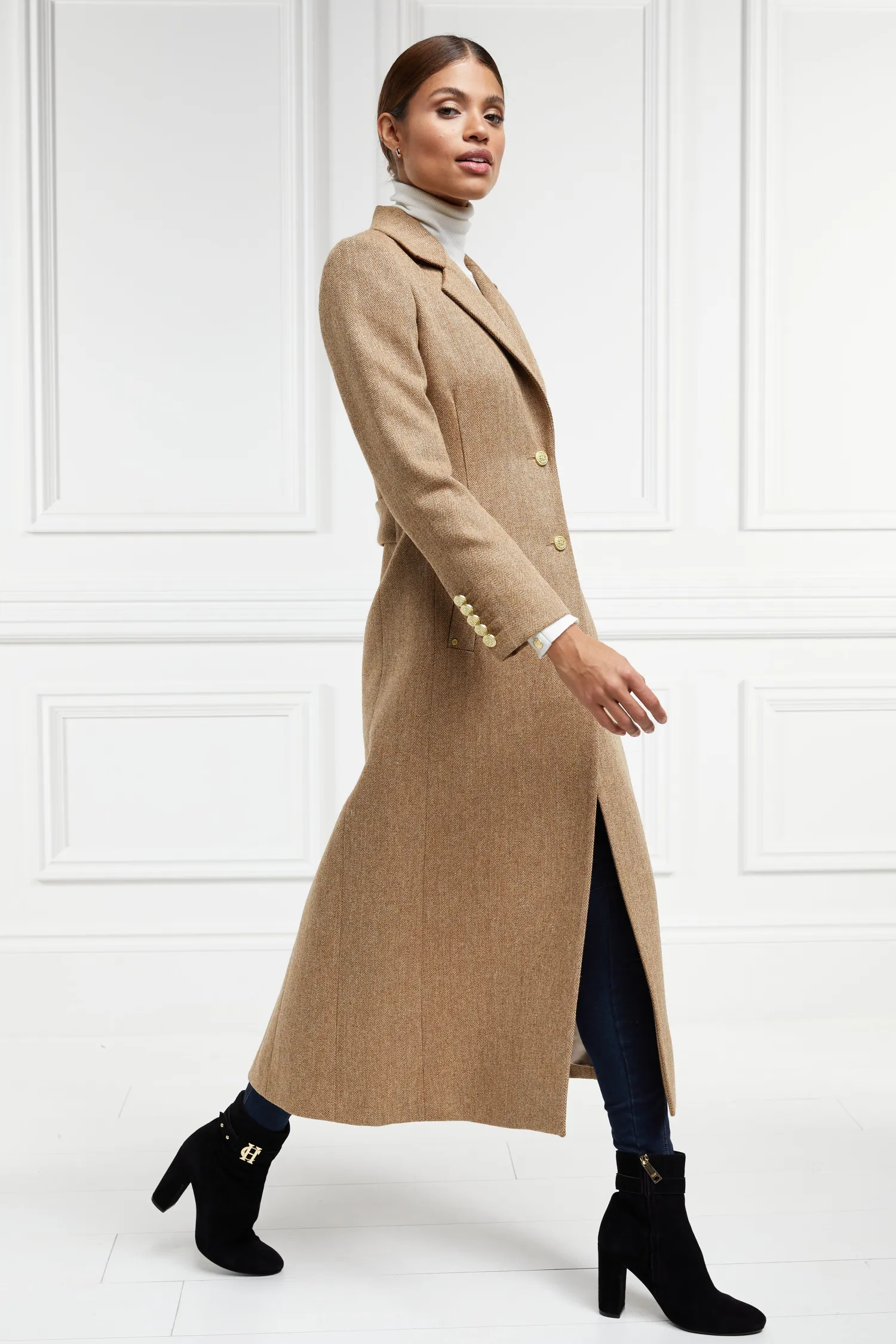 Sale Full Length Regency Coat (Brown Herringbone) Women Coats