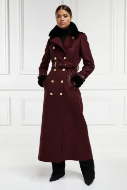 Hot Gold Label Trench (Deep Red Houndstooth) Women Trench Coats|Coats