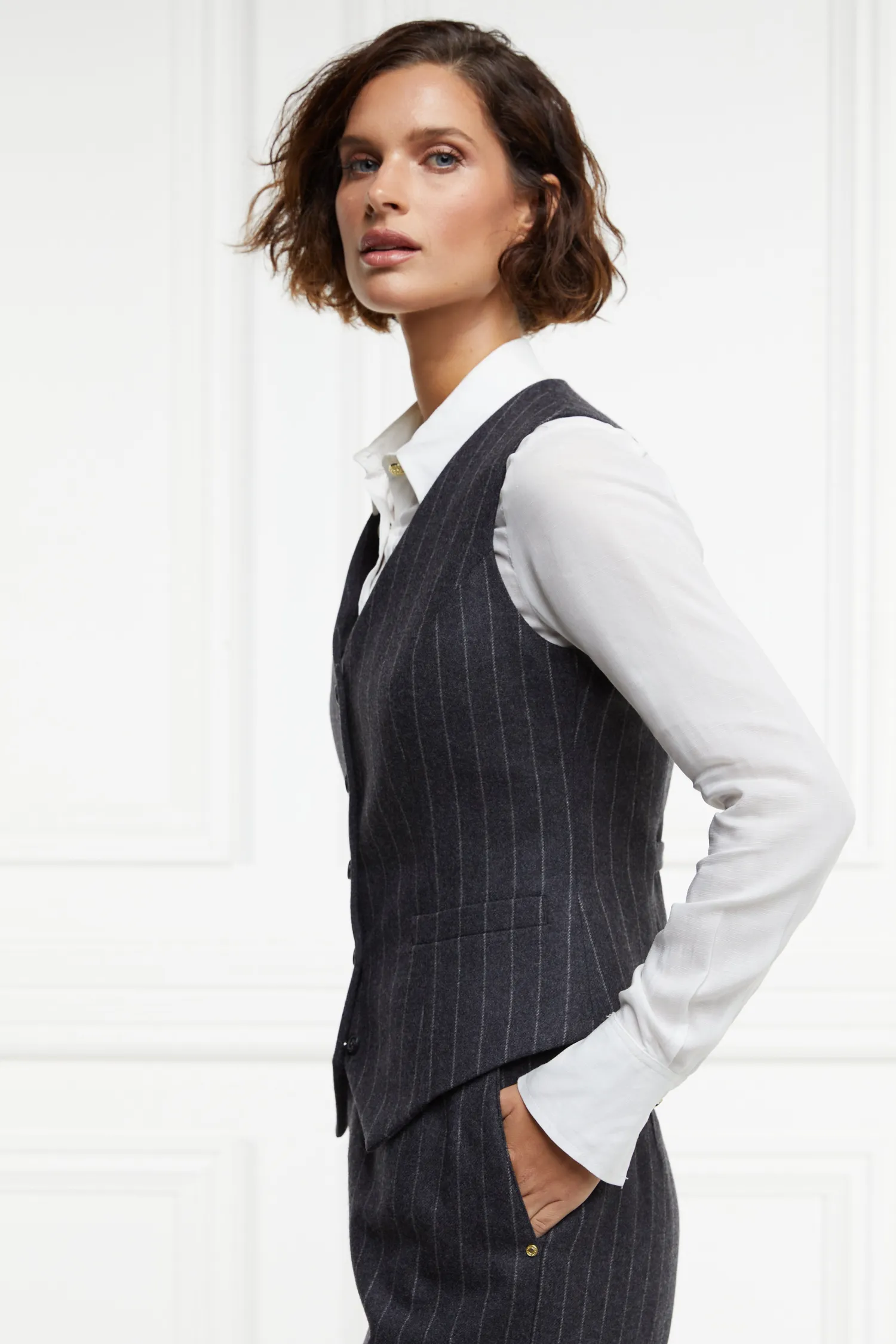 Outlet Hampton Waistcoat (Charcoal Pinstripe) Women Waistcoats|Tailoring