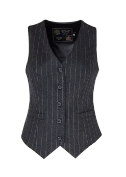 Outlet Hampton Waistcoat (Charcoal Pinstripe) Women Waistcoats|Tailoring