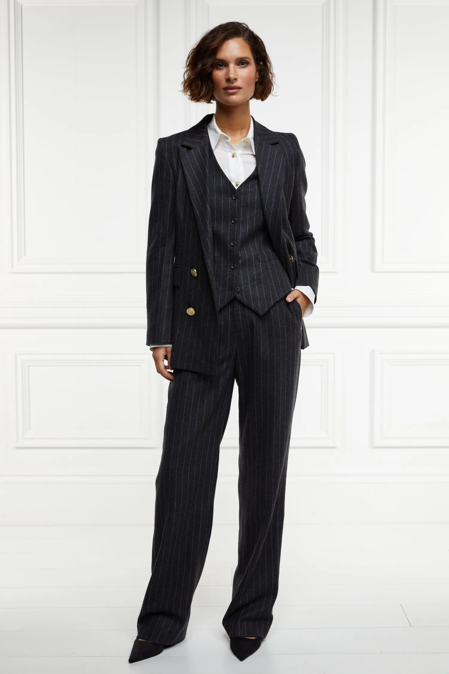 Outlet Hampton Waistcoat (Charcoal Pinstripe) Women Waistcoats|Tailoring