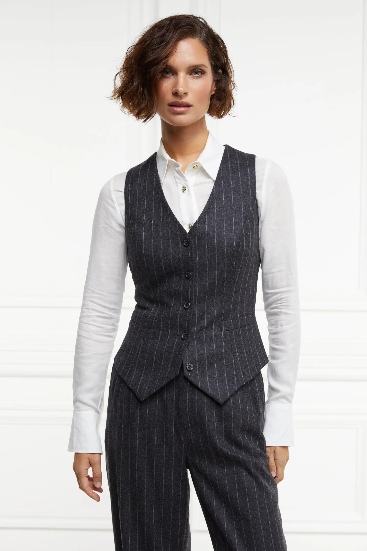 Outlet Hampton Waistcoat (Charcoal Pinstripe) Women Waistcoats|Tailoring