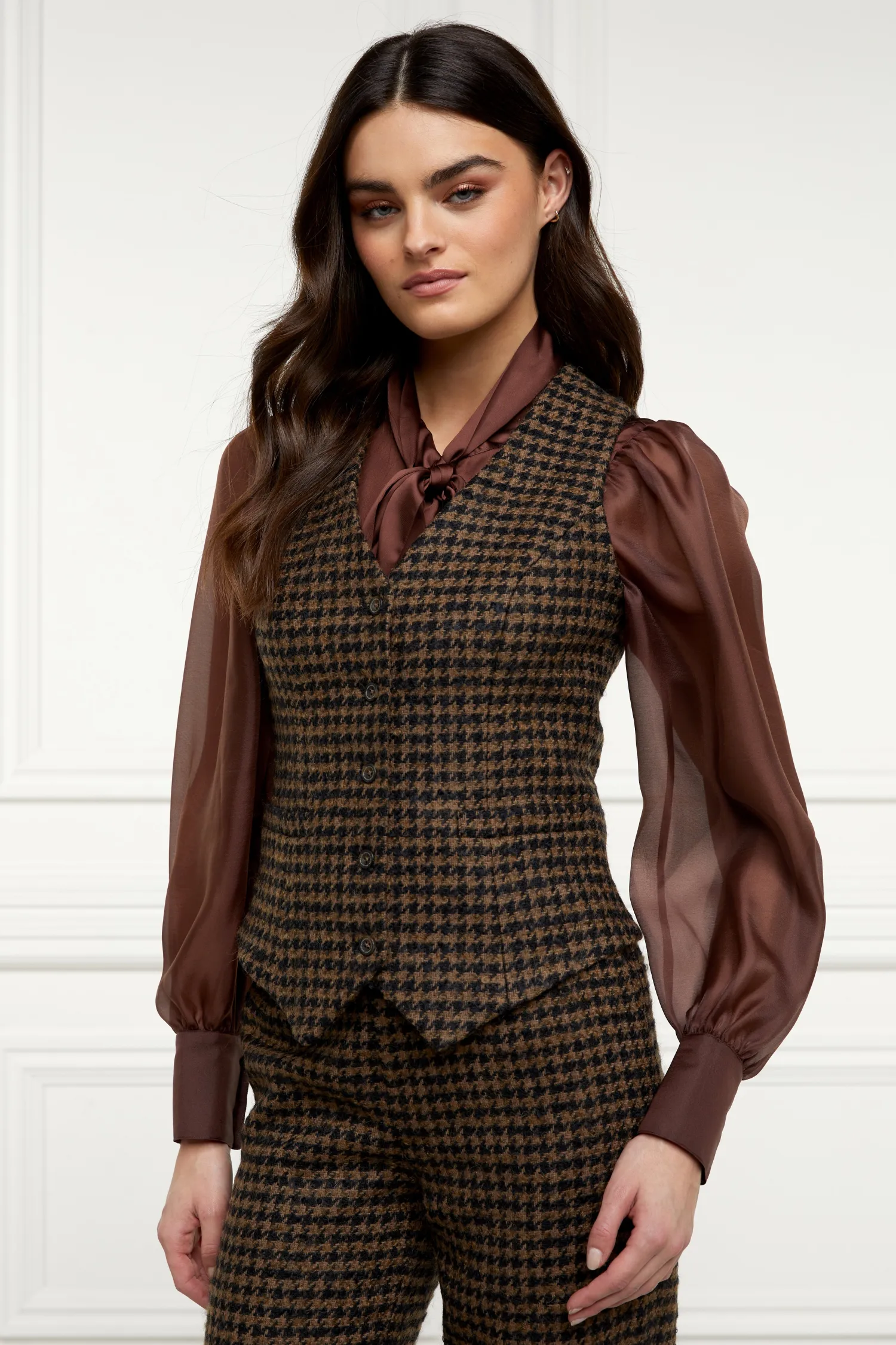 Best Hampton Waistcoat (Chocolate Houndstooth) Women Waistcoats|Tailoring