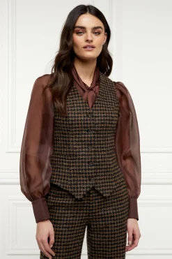 Best Hampton Waistcoat (Chocolate Houndstooth) Women Waistcoats|Tailoring