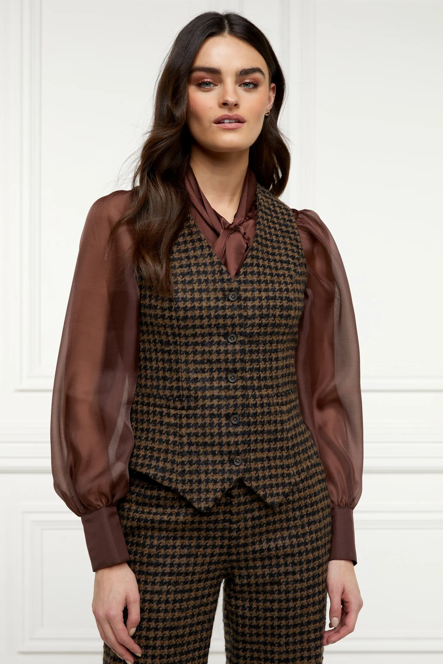 Best Hampton Waistcoat (Chocolate Houndstooth) Women Waistcoats|Tailoring