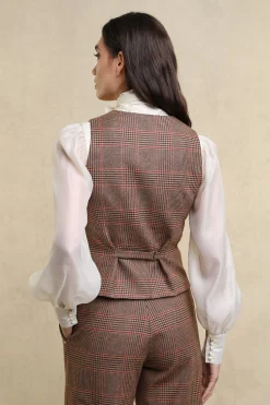 Hot Hampton Waistcoat (Clarence Check Merlot) Women Waistcoats|Tailoring