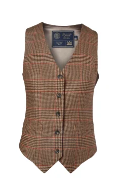 Hot Hampton Waistcoat (Clarence Check Merlot) Women Waistcoats|Tailoring