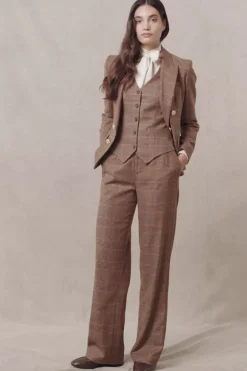 Hot Hampton Waistcoat (Clarence Check Merlot) Women Waistcoats|Tailoring