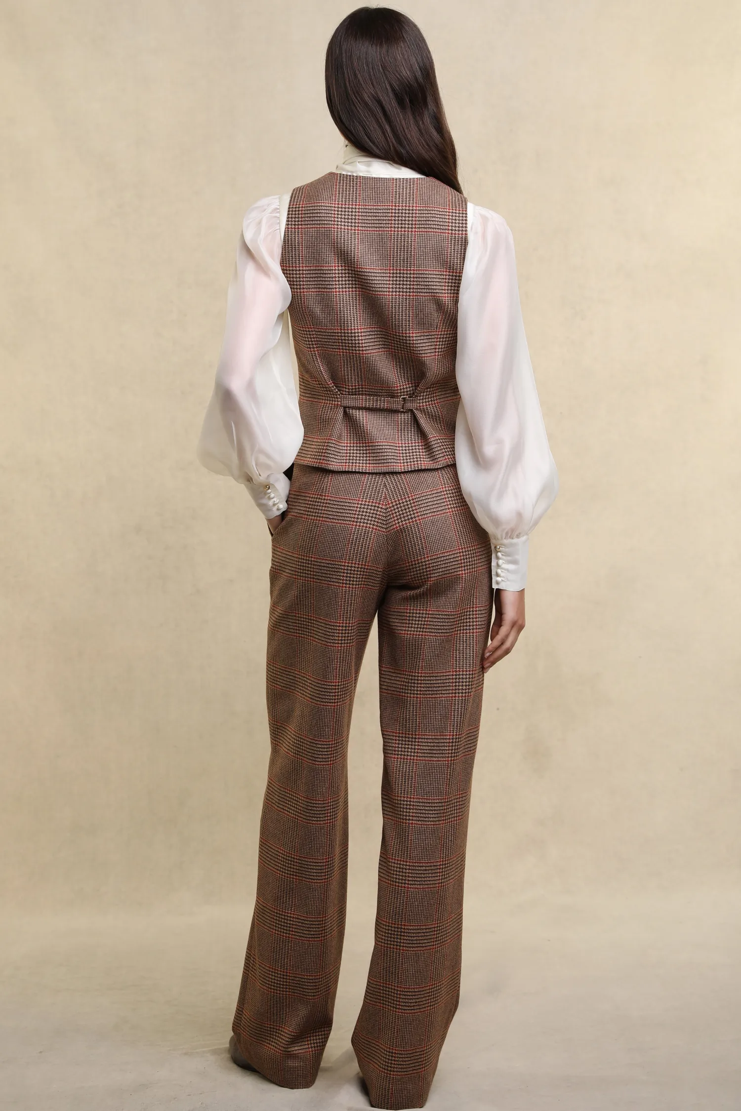 Hot Hampton Waistcoat (Clarence Check Merlot) Women Waistcoats|Tailoring