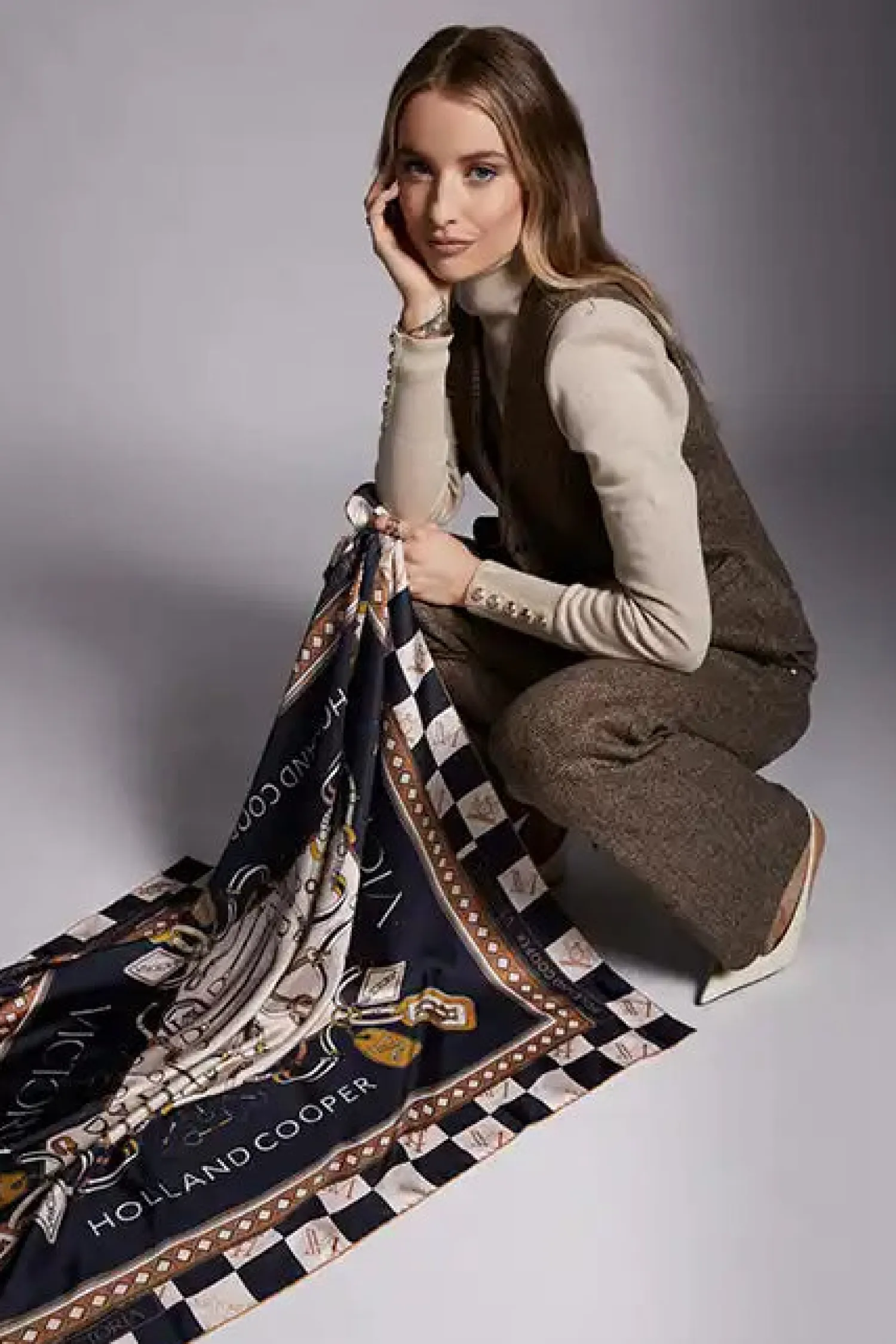 Clearance Hampton Waistcoat (Large Scale Brown Herringbone) Women Waistcoats|Tailoring