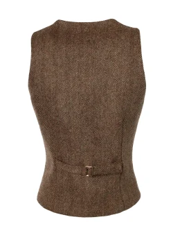 Clearance Hampton Waistcoat (Large Scale Brown Herringbone) Women Waistcoats|Tailoring
