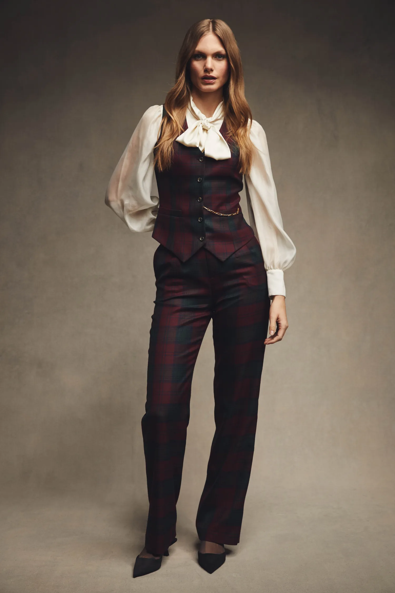 Outlet Hampton Waistcoat (Mulberry Tartan) Women Waistcoats|Tailoring