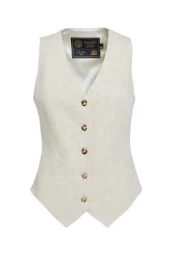 Clearance Hampton Waistcoat (Natural Linen) Women Waistcoats|Tailoring