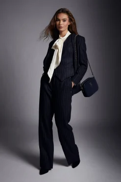 New Hampton Waistcoat (Navy Chalk Pinstripe) Women Waistcoats|Tailoring