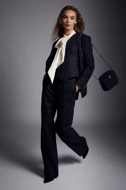 New Hampton Waistcoat (Navy Chalk Pinstripe) Women Waistcoats|Tailoring