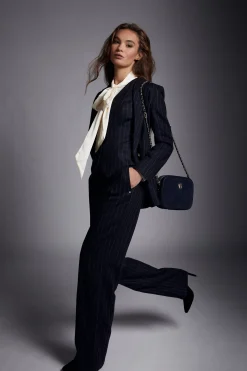 New Hampton Waistcoat (Navy Chalk Pinstripe) Women Waistcoats|Tailoring