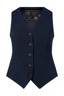 Online Hampton Waistcoat (Navy Linen) Women Waistcoats|Tailoring