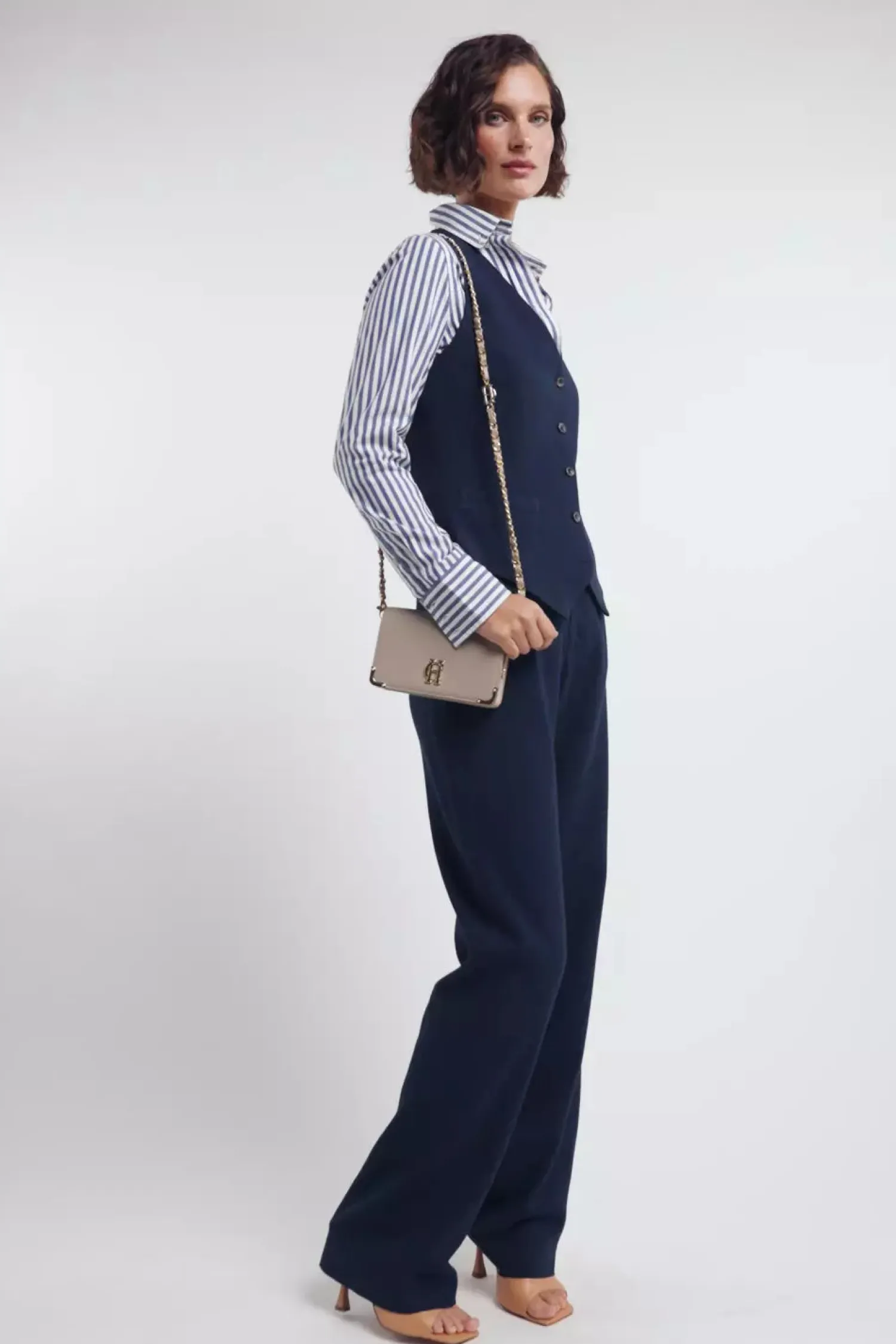 Online Hampton Waistcoat (Navy Linen) Women Waistcoats|Tailoring
