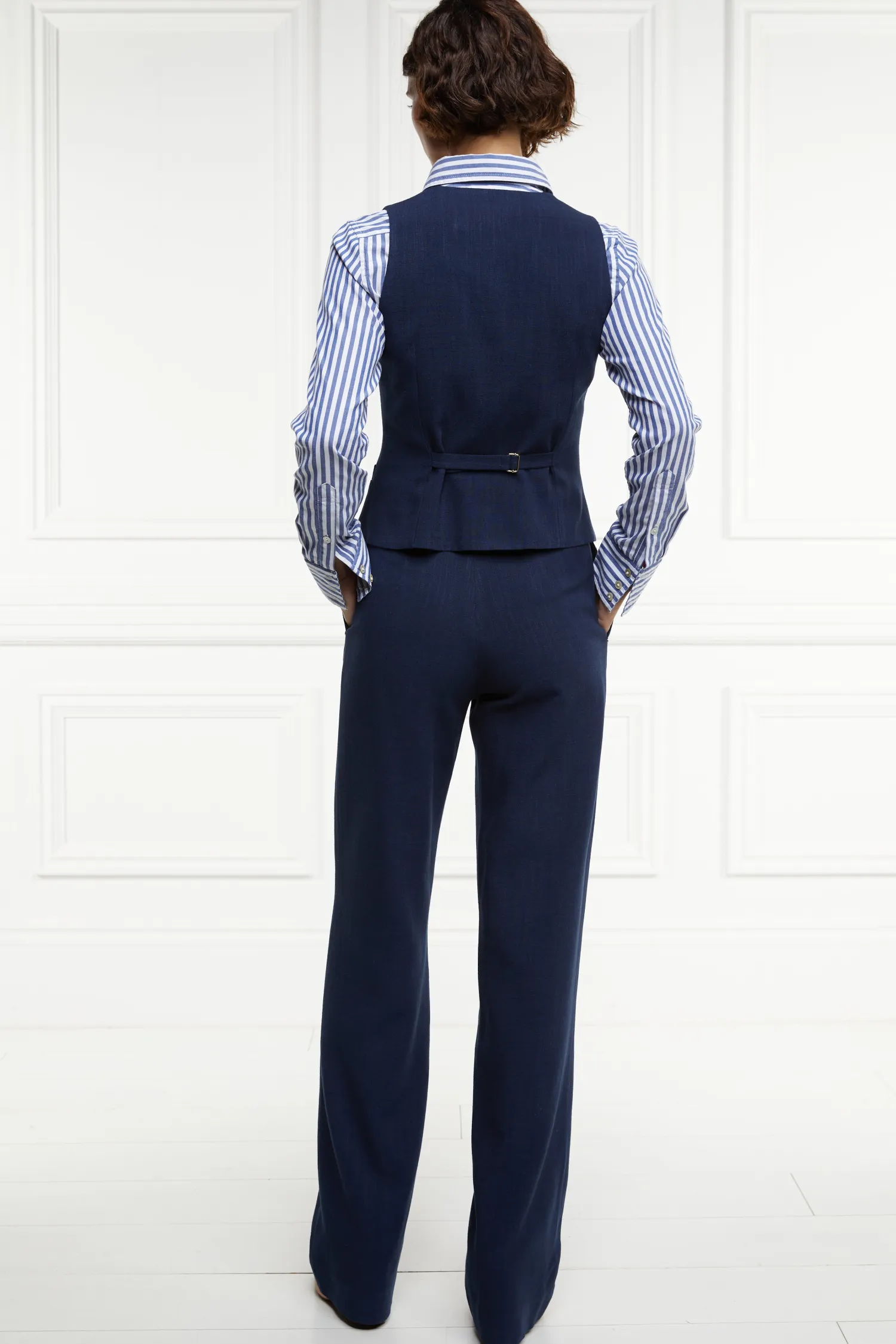 Online Hampton Waistcoat (Navy Linen) Women Waistcoats|Tailoring