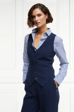 Online Hampton Waistcoat (Navy Linen) Women Waistcoats|Tailoring