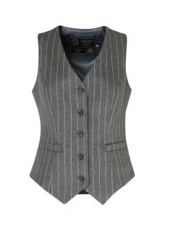 Best Hampton Waistcoat (Soft Grey Pinstripe) Women Waistcoats|Tailoring