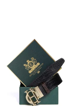 Fashion HC Classic Belt Reversible (Black Chocolate Croc) Women Belts|Belts