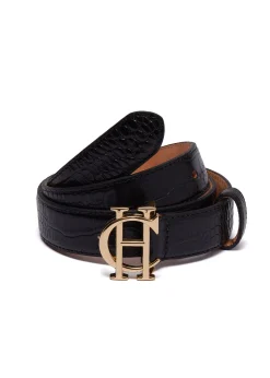 Online HC Classic Slim Belt (Black Croc) Women Belts|Belts
