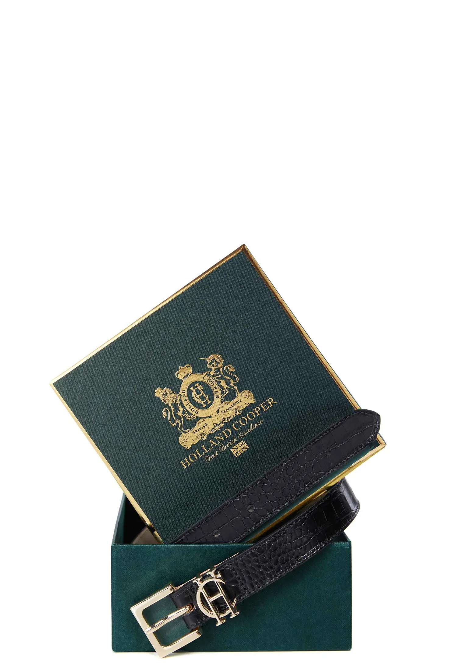 Best HC Slim Logo Belt (Black Croc) Women Belts|Belts
