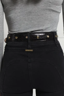 New HC Stud Belt (Black Croc) Women Belts|Belts