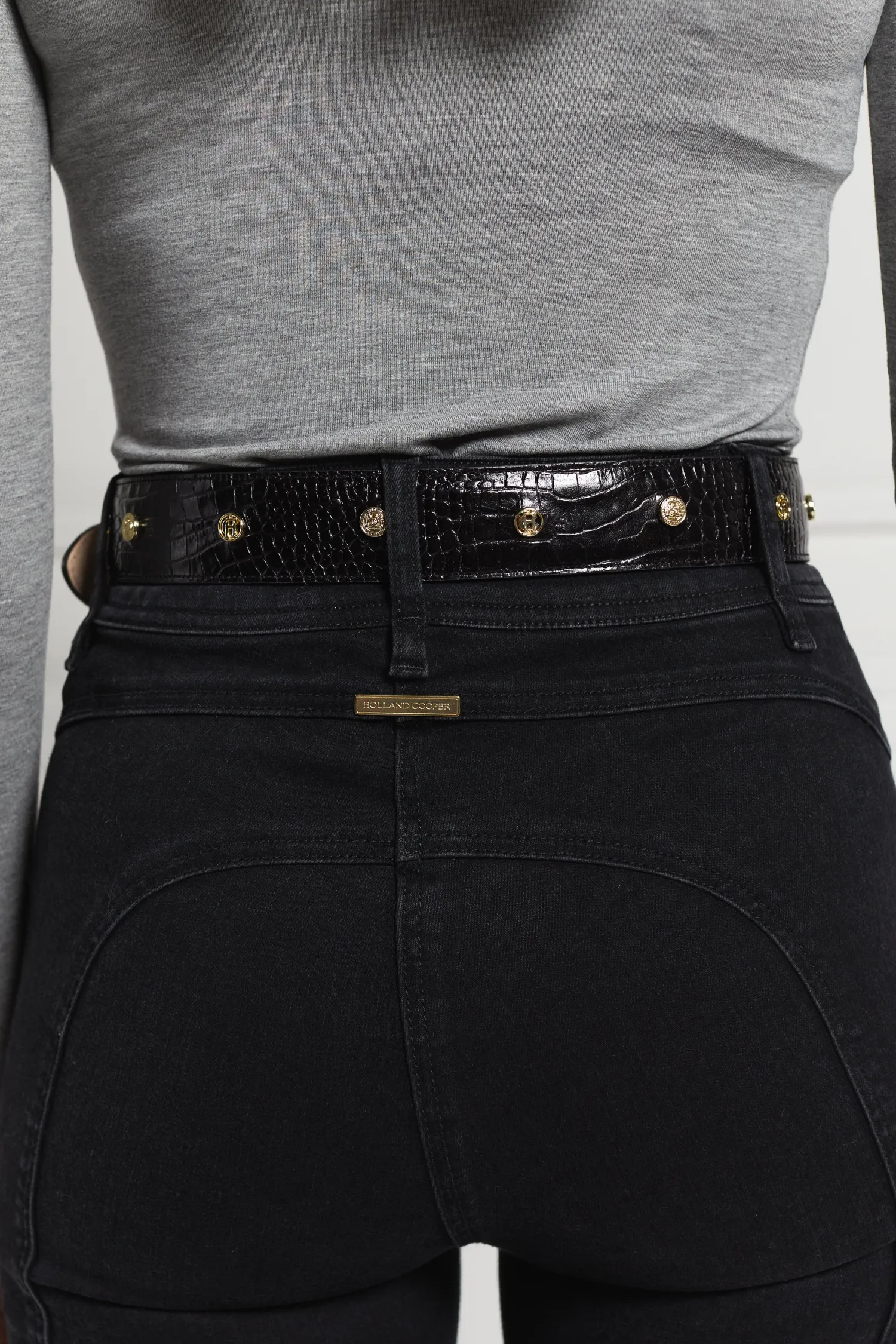 New HC Stud Belt (Black Croc) Women Belts|Belts