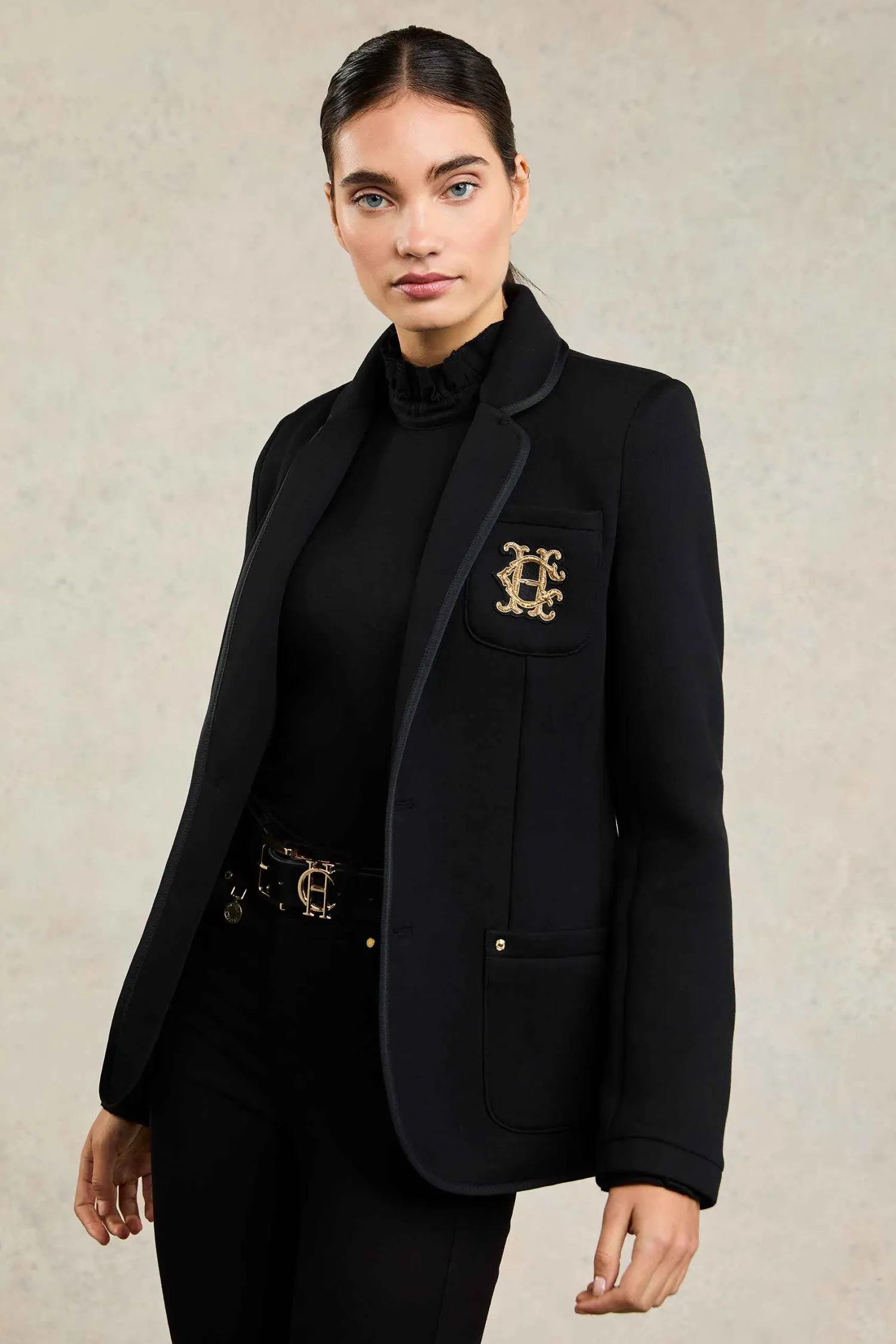 Discount Henley Blazer (Black Black) Women Jackets|Blazers