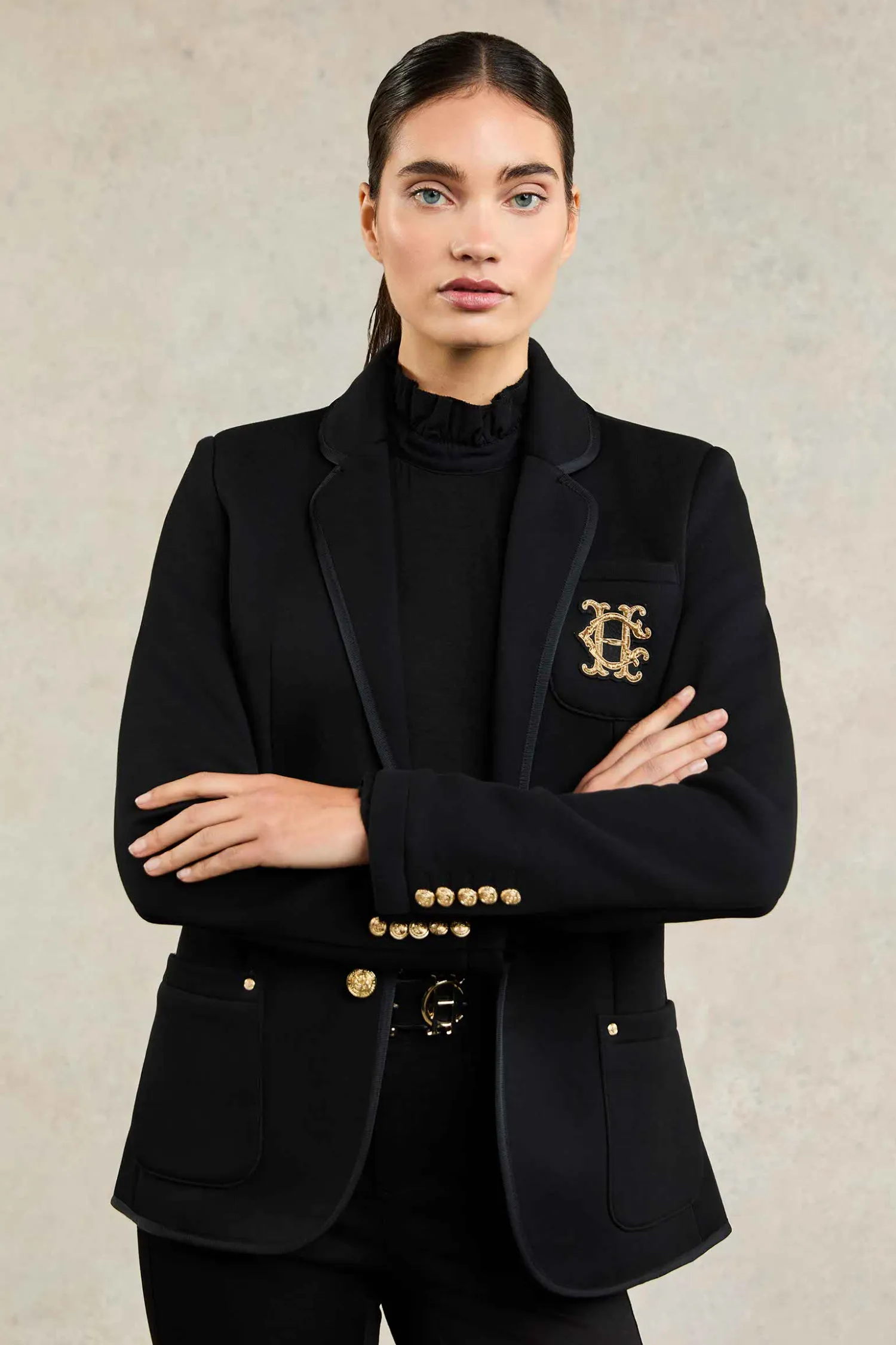 Discount Henley Blazer (Black Black) Women Jackets|Blazers
