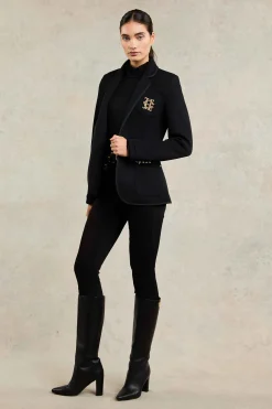 Discount Henley Blazer (Black Black) Women Jackets|Blazers