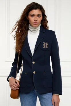 Hot Henley Blazer (Navy Navy) Women Jackets|Blazers