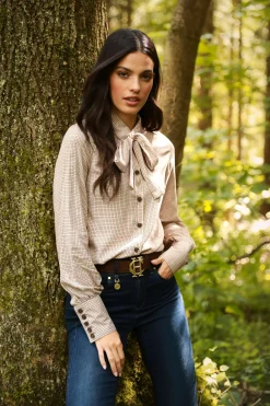 Outlet Heritage Shirt (Oatmeal Check) Women Shirts & Blouses