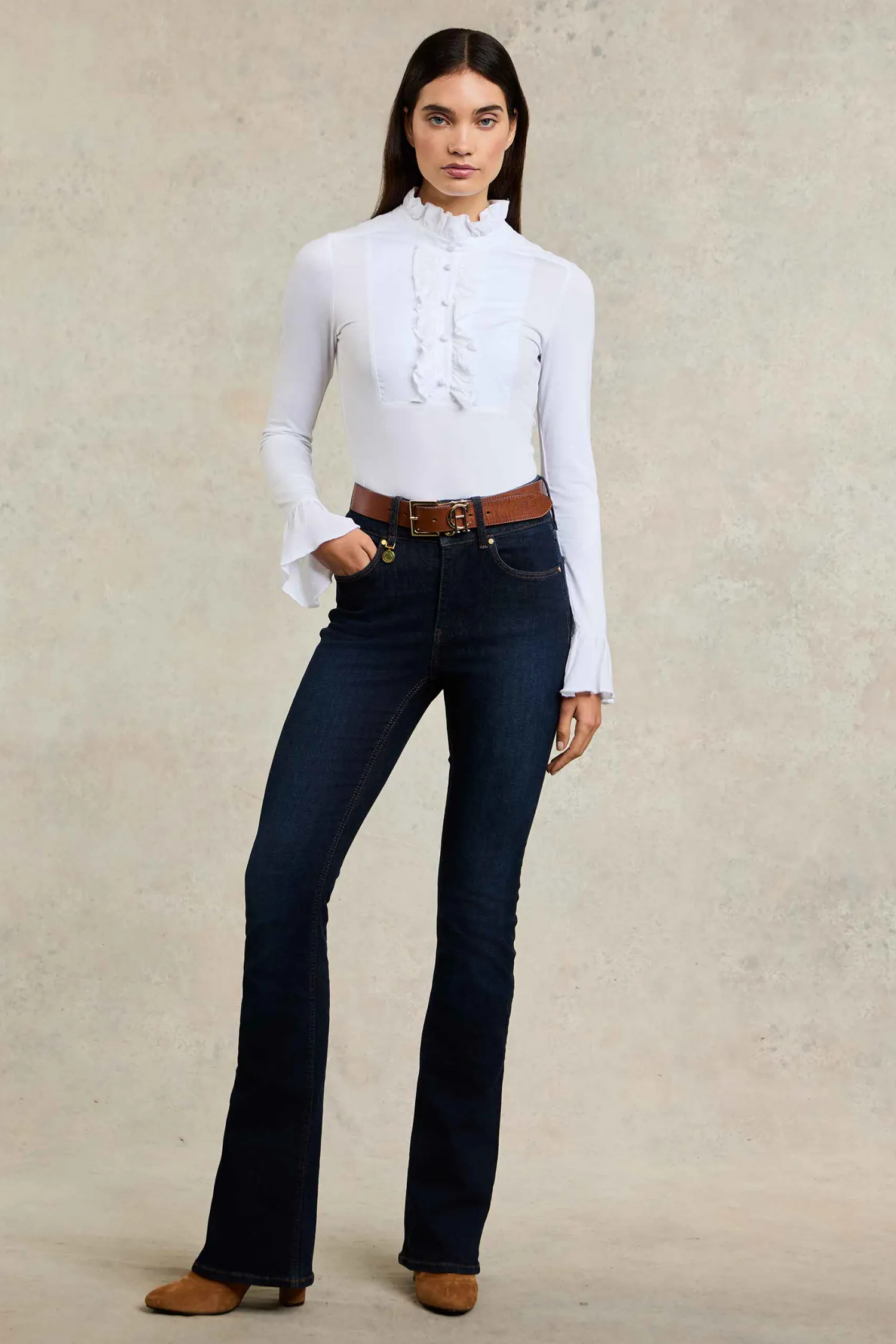 Best High Rise Flared Jean (Deep Indigo) Women Jeans