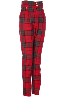 Discount High Waisted Peg Trouser (Red Tartan) Women Trousers|Tailoring