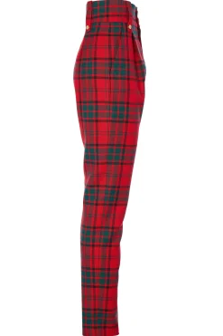 Discount High Waisted Peg Trouser (Red Tartan) Women Trousers|Tailoring