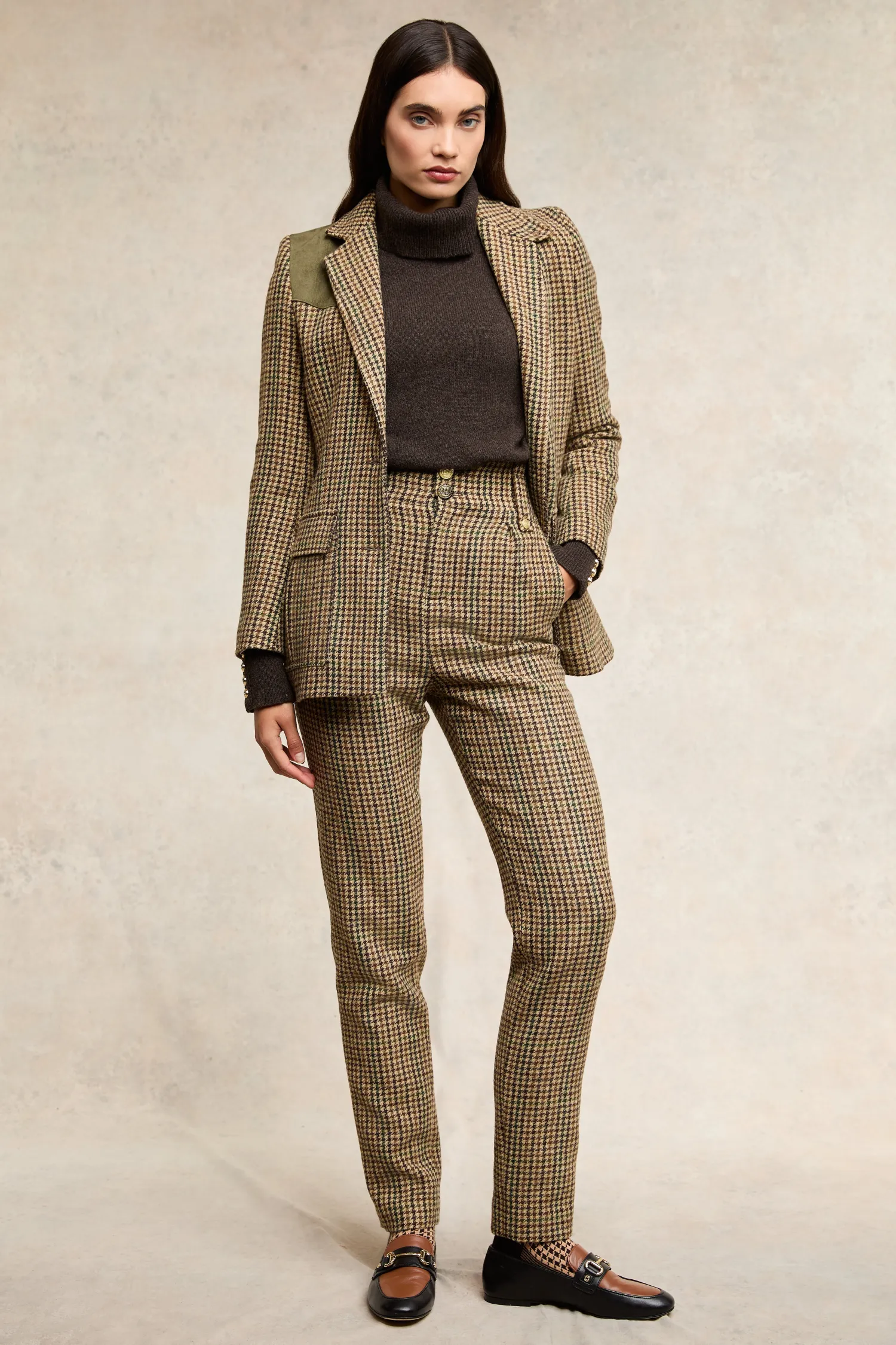 Hot High Waisted Peg Trouser (Hailes Green Tweed) Women Trousers|Tailoring