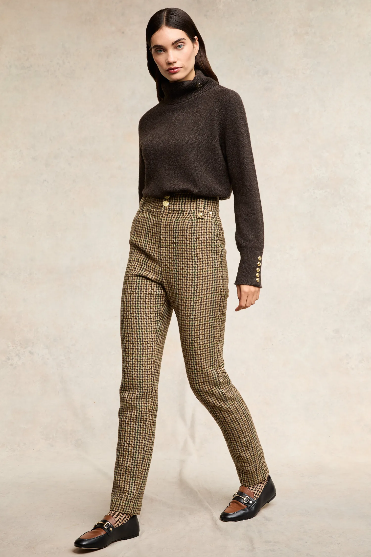 Hot High Waisted Peg Trouser (Hailes Green Tweed) Women Trousers|Tailoring