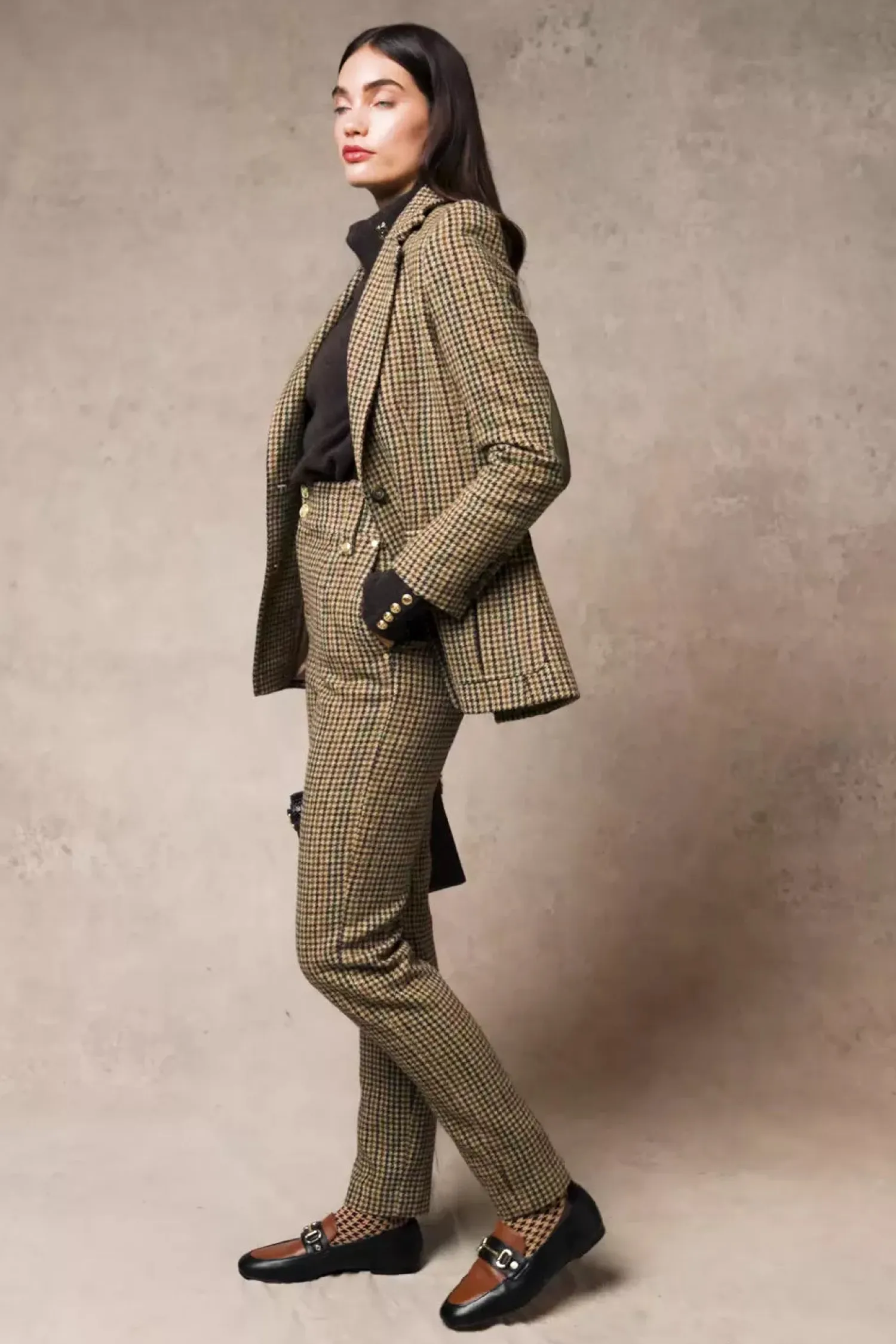 Hot High Waisted Peg Trouser (Hailes Green Tweed) Women Trousers|Tailoring