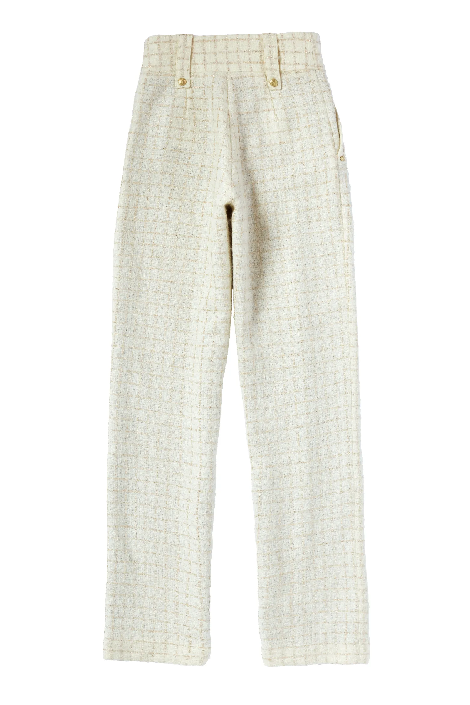 Outlet High Waisted Straight Trouser (Ivory Sparkle Tweed) Women Trousers|Tailoring