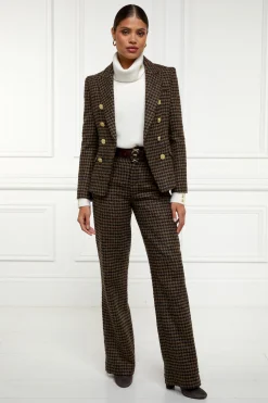 Discount High Waisted Straight Trouser (Chocolate Houndstooth) Women Trousers|Tailoring