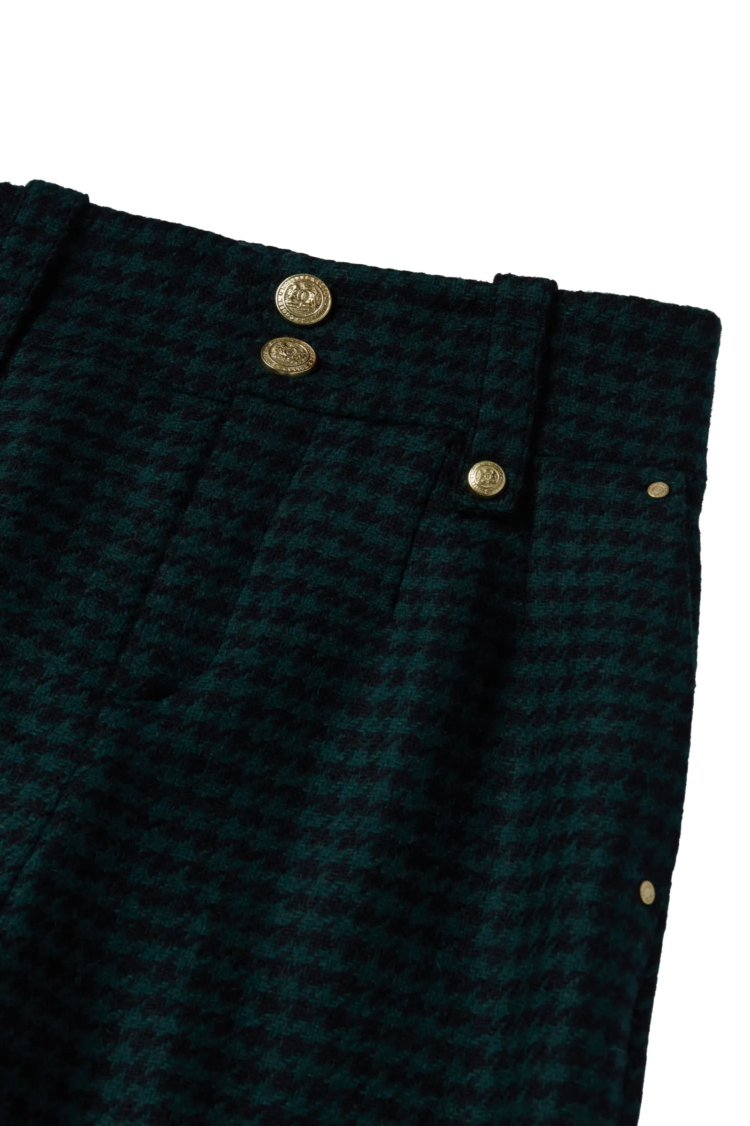 Clearance High Waisted Straight Trouser (Emerald Houndstooth) Women Trousers|Tailoring